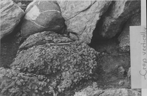 Photo 1997-054E : Coarse Cordierite In A Biotite-rich Matrix, Metapelite Of The Upper Member Of The Metapelite-amphibolite Unit Of The Mary River Group, South Of No. 1  ...