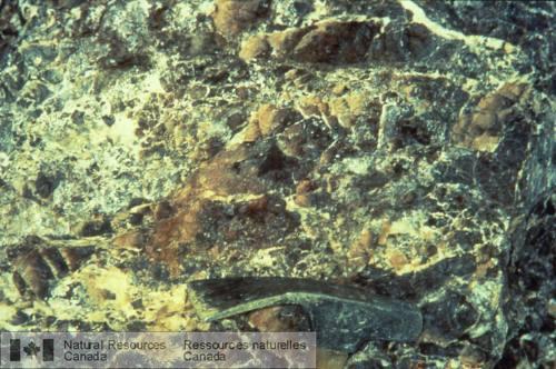 Photo 1999-016B : Brèche jaspéroïde; gisement de Gold Bar, Nevada