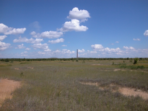 Photo 2011-071 : Representative ground truth photographs of the barren class in the Sudbury study area. Remediation area of tailings site.