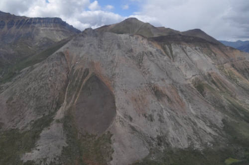 Photo 2019-775: Faulted exposure of Ram Head Formation, Thundercloud Formation, Coppercap Formation and Sayunei Formation in the hanging wall of the Plateau Fault,  ...