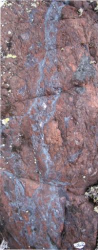 Photo 2020-776 : Hematite breccia within an intensely K-feldspar altered host, East Hottah system, Hottah Lake.