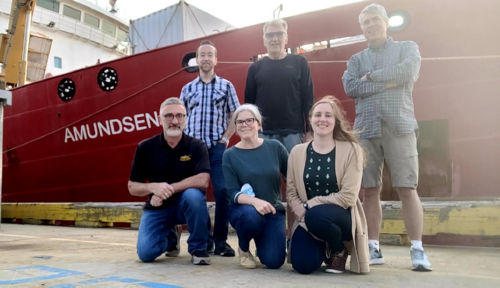 Photo 2021-505 : GSC participants of the Amundsen 2021804 expedition. Left to right: Vladimir Kostylev, Eric Patton, Lori Campbell, Kevin MacKillop, Laura Broom,  ...
