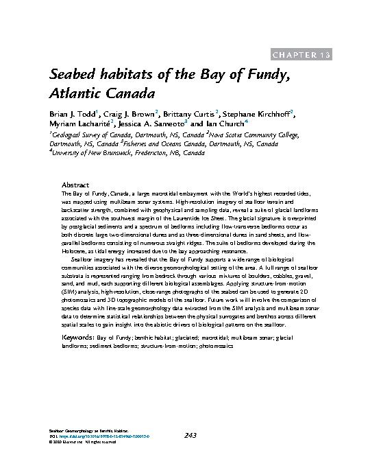 Seabed habitats of the Bay of Fundy, Atlantic Canada - ScienceDirect